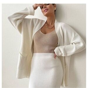Cream Women's Sweater & Skirt Set